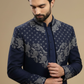 Men’s Navy Blue Embroidered Sherwani Kurta Set