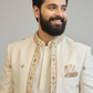 Ivory Embroidered Indo-Western Sherwani Set for Men | Premium Wedding & Reception Wear