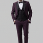 Royal Plum 3-Piece Tuxedo Suit for Men – Slim Fit Black Lapel Wedding & Evening Wear