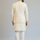 Ivory Embroidered Indo-Western Sherwani Set for Men | Premium Wedding & Reception Wear