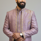 Dusty Lavender Embroidered Indo-Western Sherwani Set for Men | Designer Wedding Wear