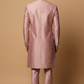 Mauve Raw Silk Sherwani with Silver Architectural Embroidery & Churidar