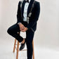 Abstract Floral embroidered Black Tuxedo with trouser
