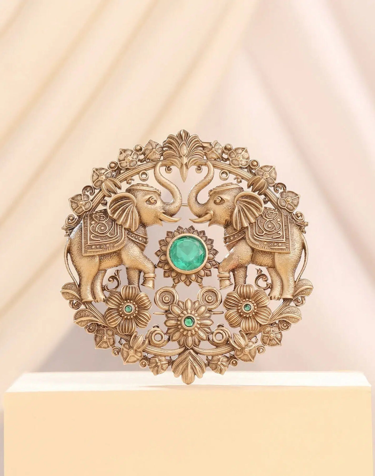 Royal Elephant Embrace Brooch