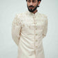 Beige Raw silk jodhpuri with shoulder floral work