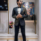 Black Designer Geometric Patterned Tuxedo