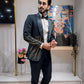 Black Designer Geometric Patterned Tuxedo