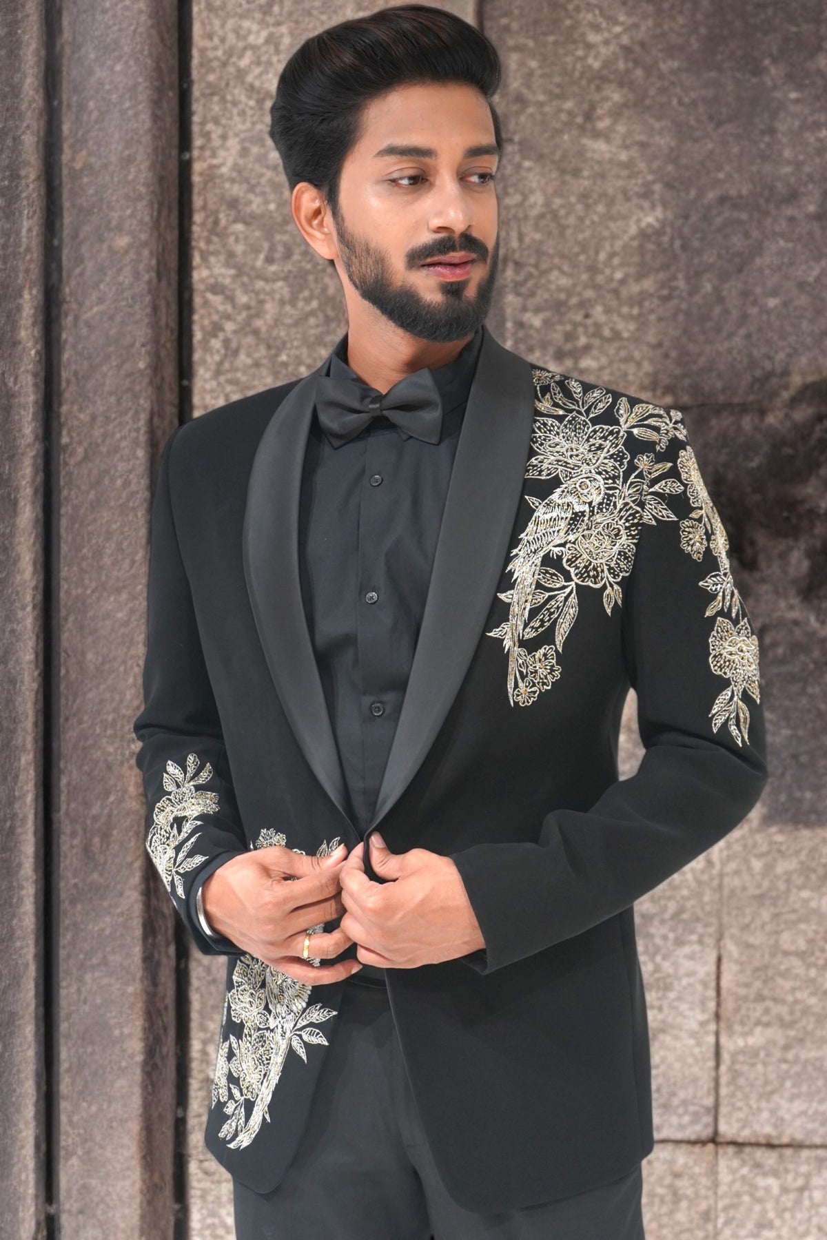 Black Italian Wool Creep Tuxedo