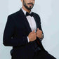 Black Self beaded embroidered tuxedo with trouser