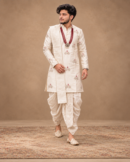 Divya Shankha Chakra Cream Pattu Pancha Set