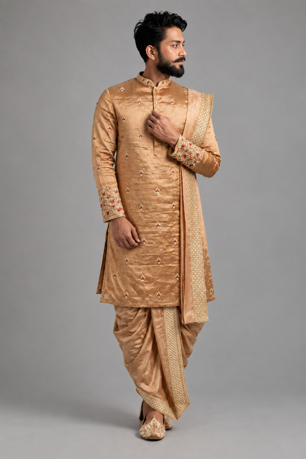 Golden Brown Designer Sherwani for Men | Premium Groom Wedding Wear