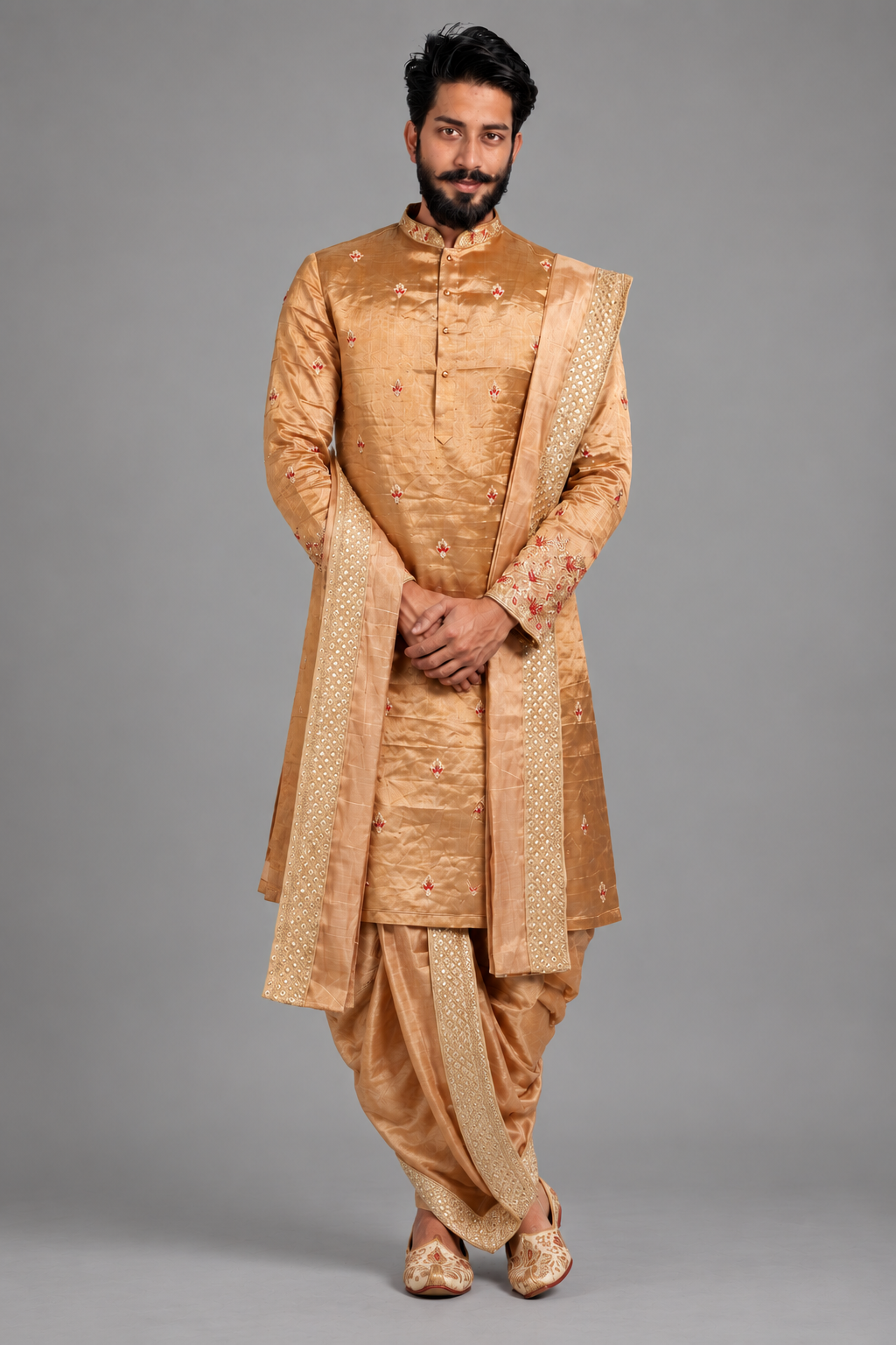 Golden Brown Designer Sherwani for Men | Premium Groom Wedding Wear