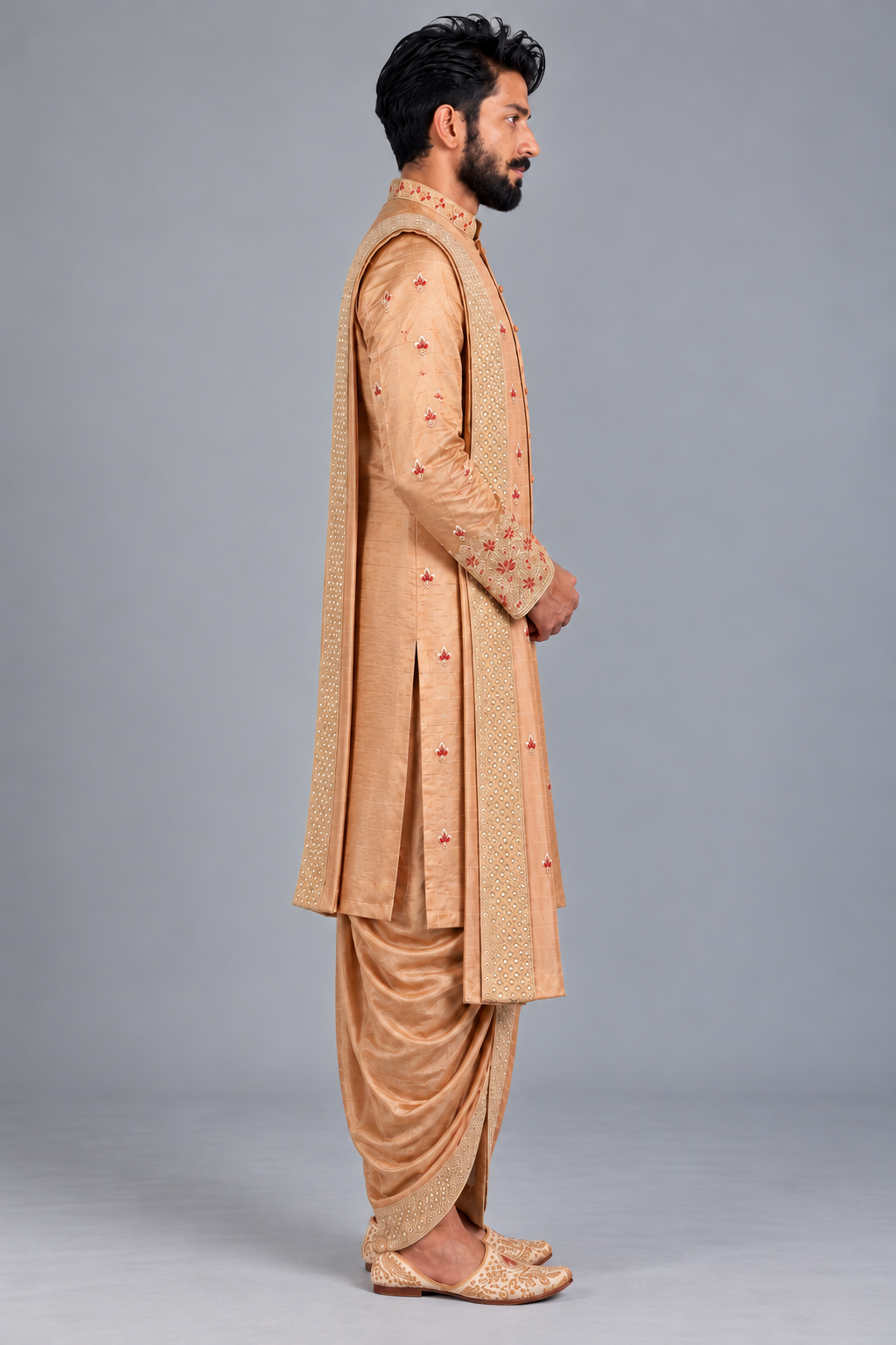 Golden Brown Designer Sherwani for Men | Premium Groom Wedding Wear