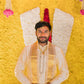 Cream gold semi pattu pancha set with zari work