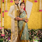 Cream gold semi pattu pancha set with zari work