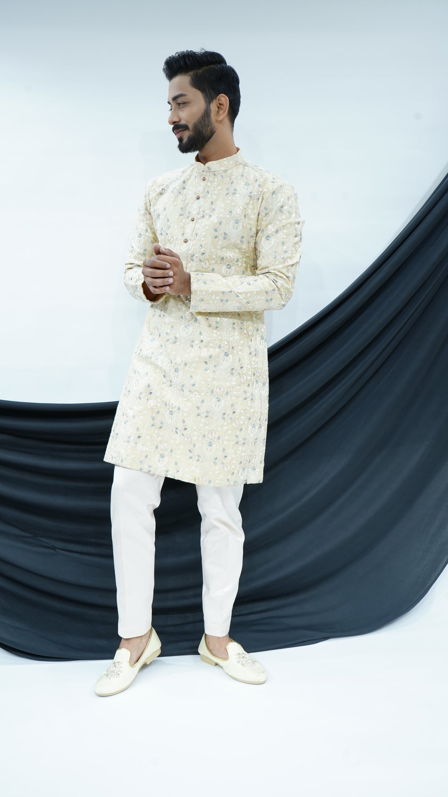 Multi-Colored Machine embroided kurta