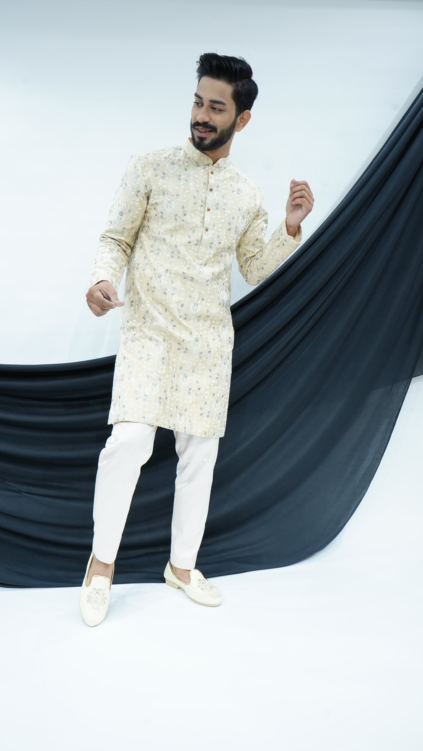 Multi-Colored Machine embroided kurta