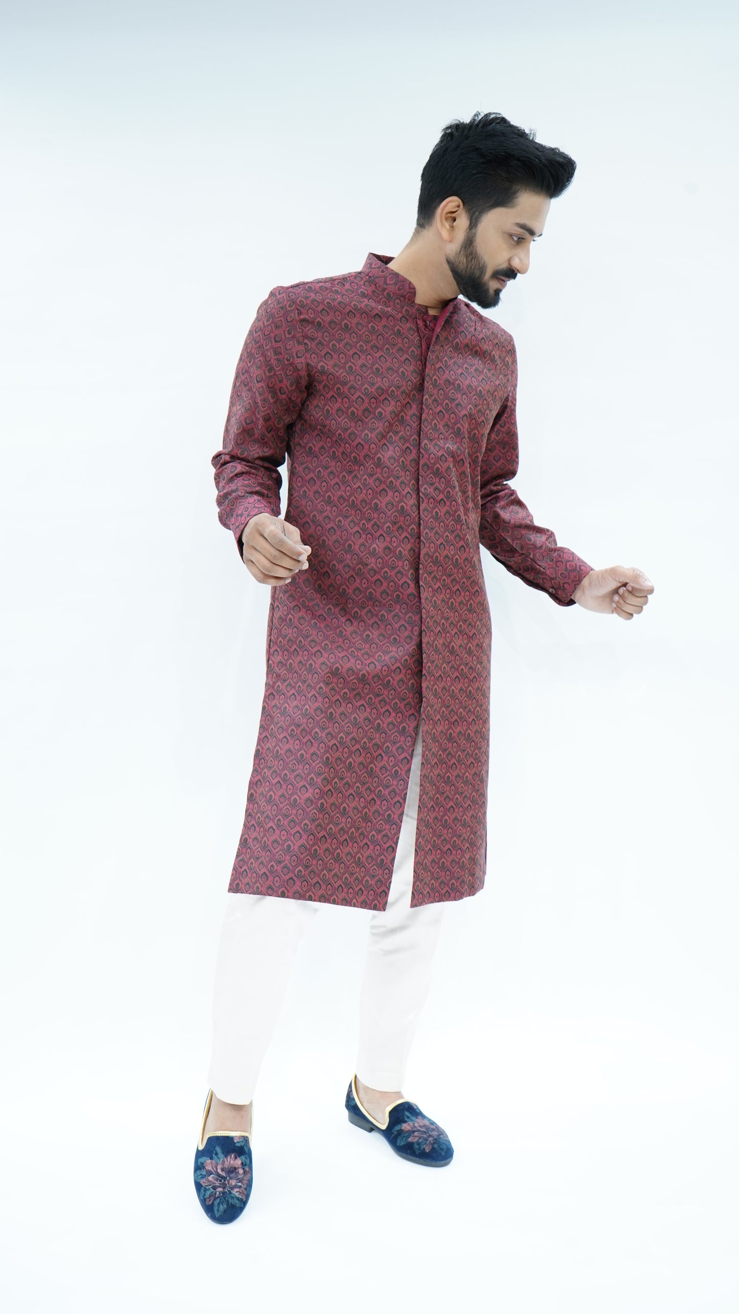 Maroon Printed Kurta