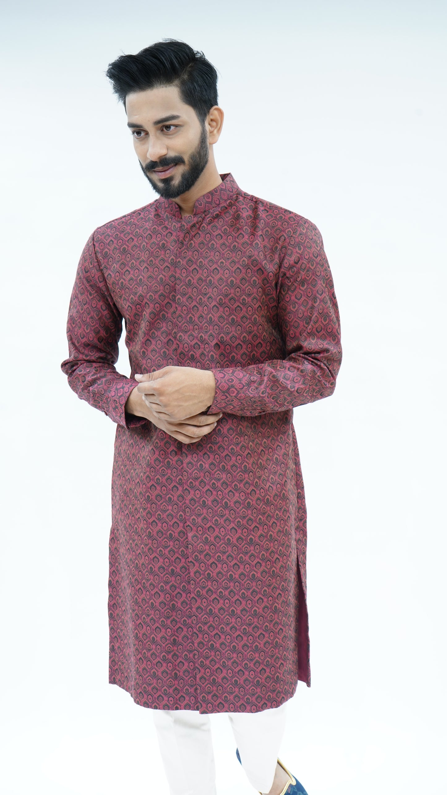 Maroon Printed Kurta