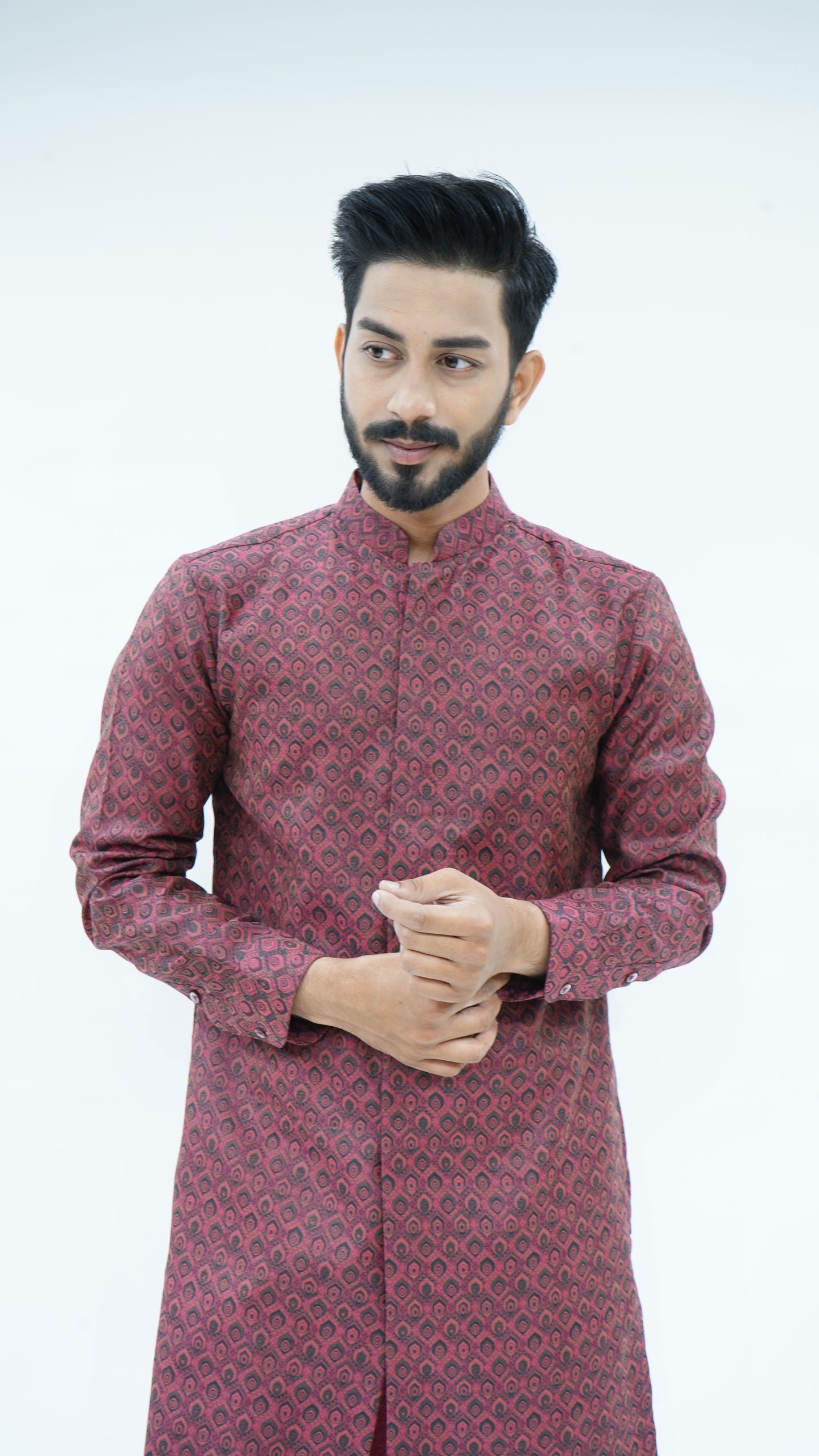 Maroon Printed Kurta