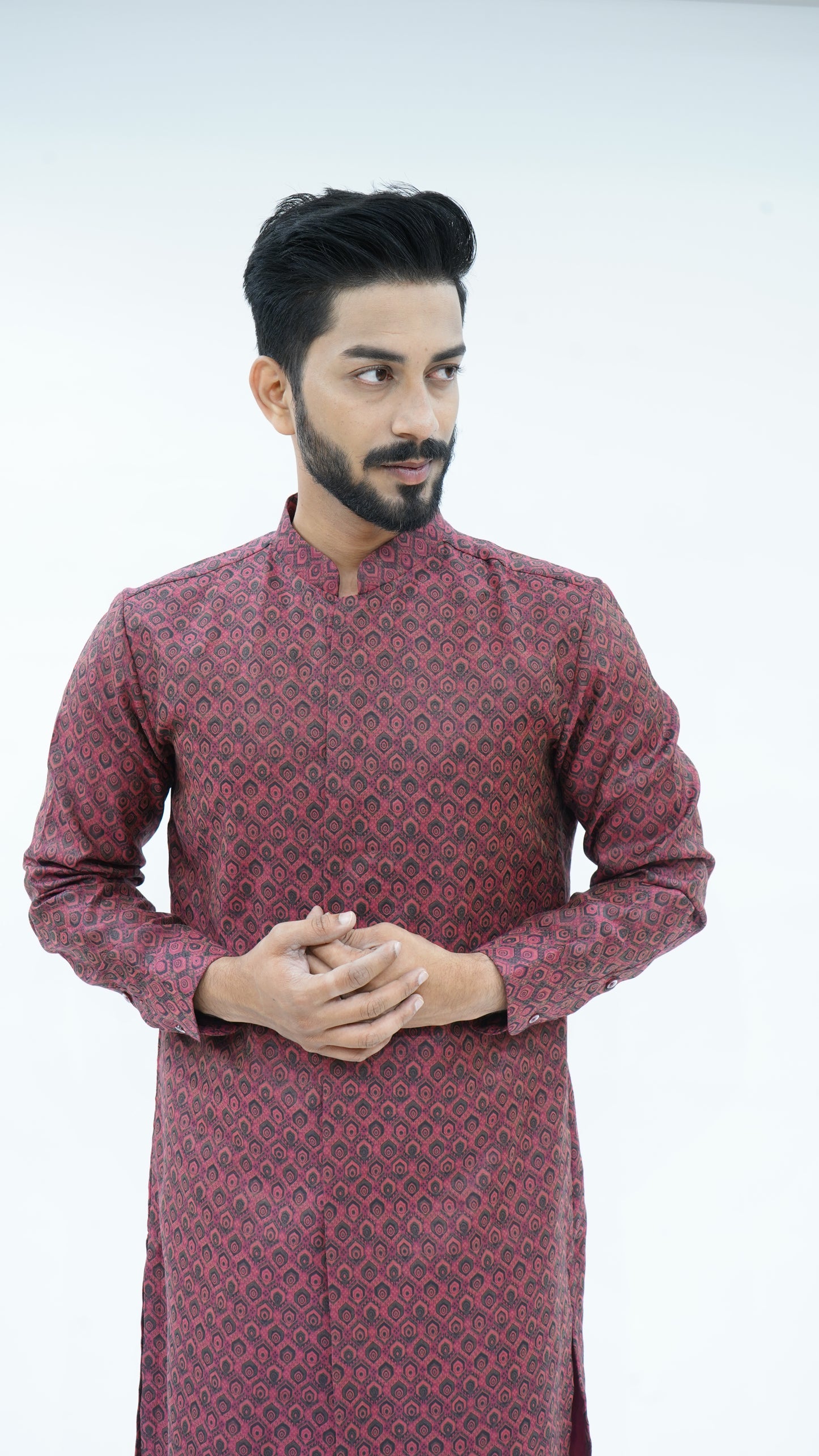 Maroon Printed Kurta