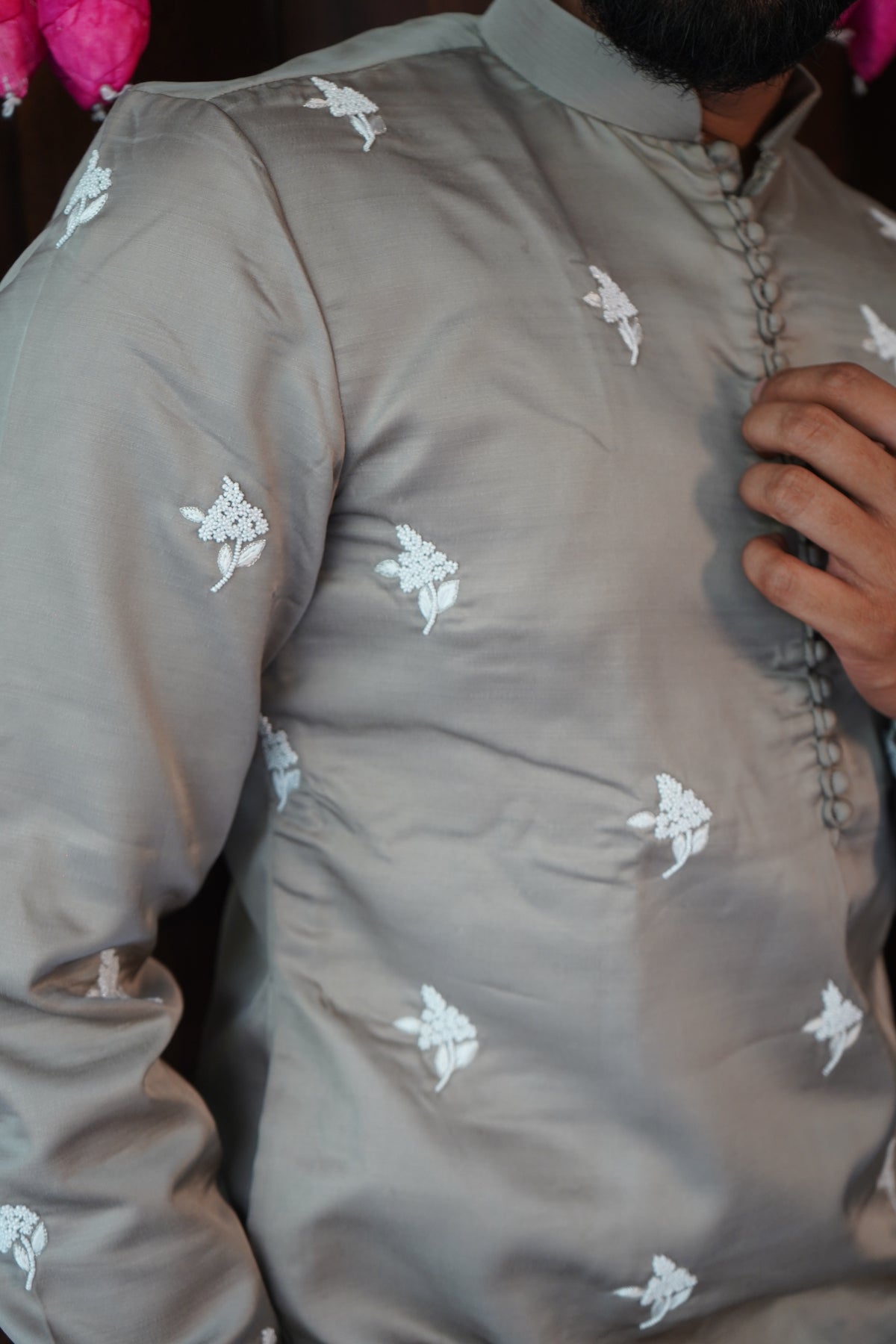 Grey Embroidered Kurta Set