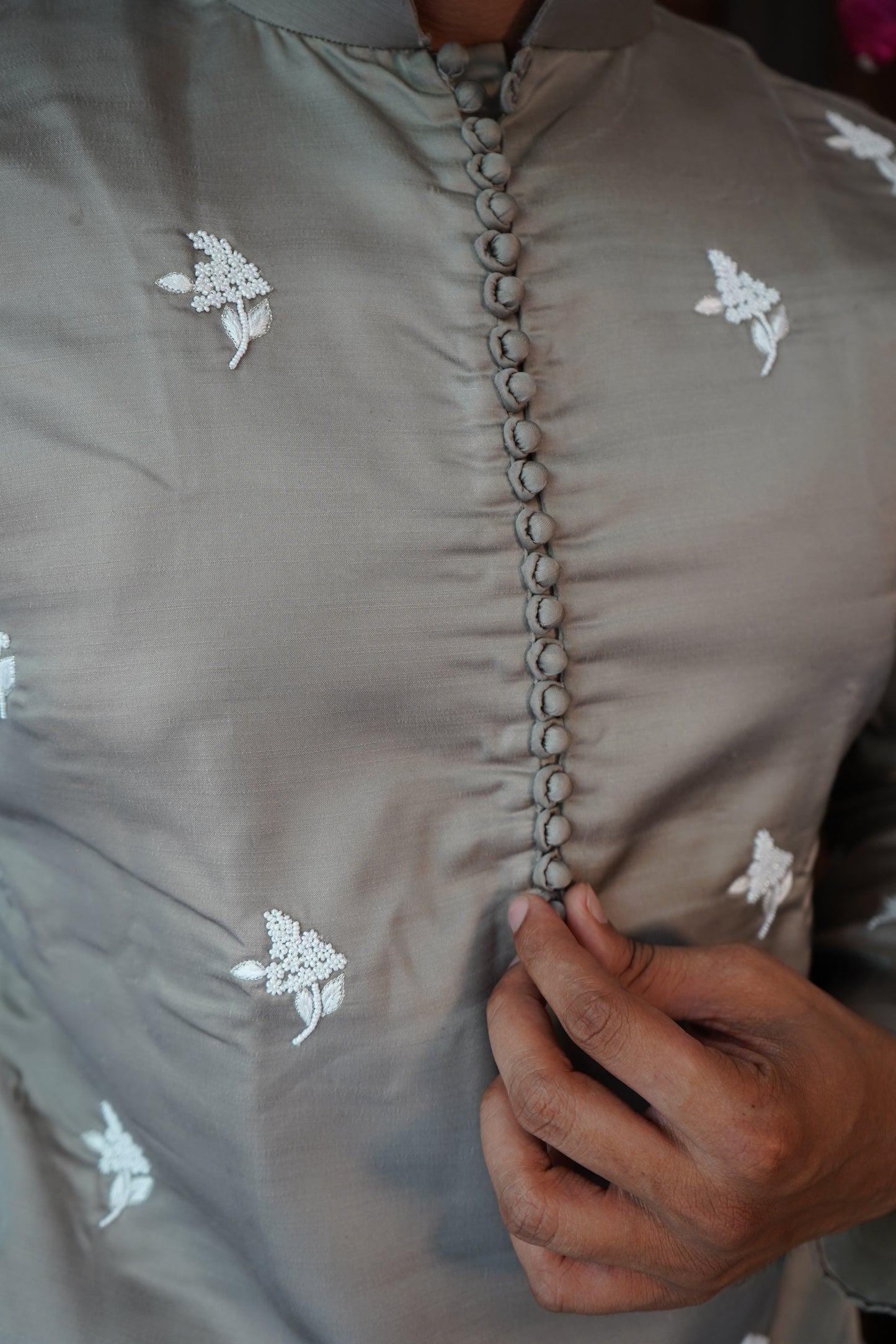 Grey Embroidered Kurta Set