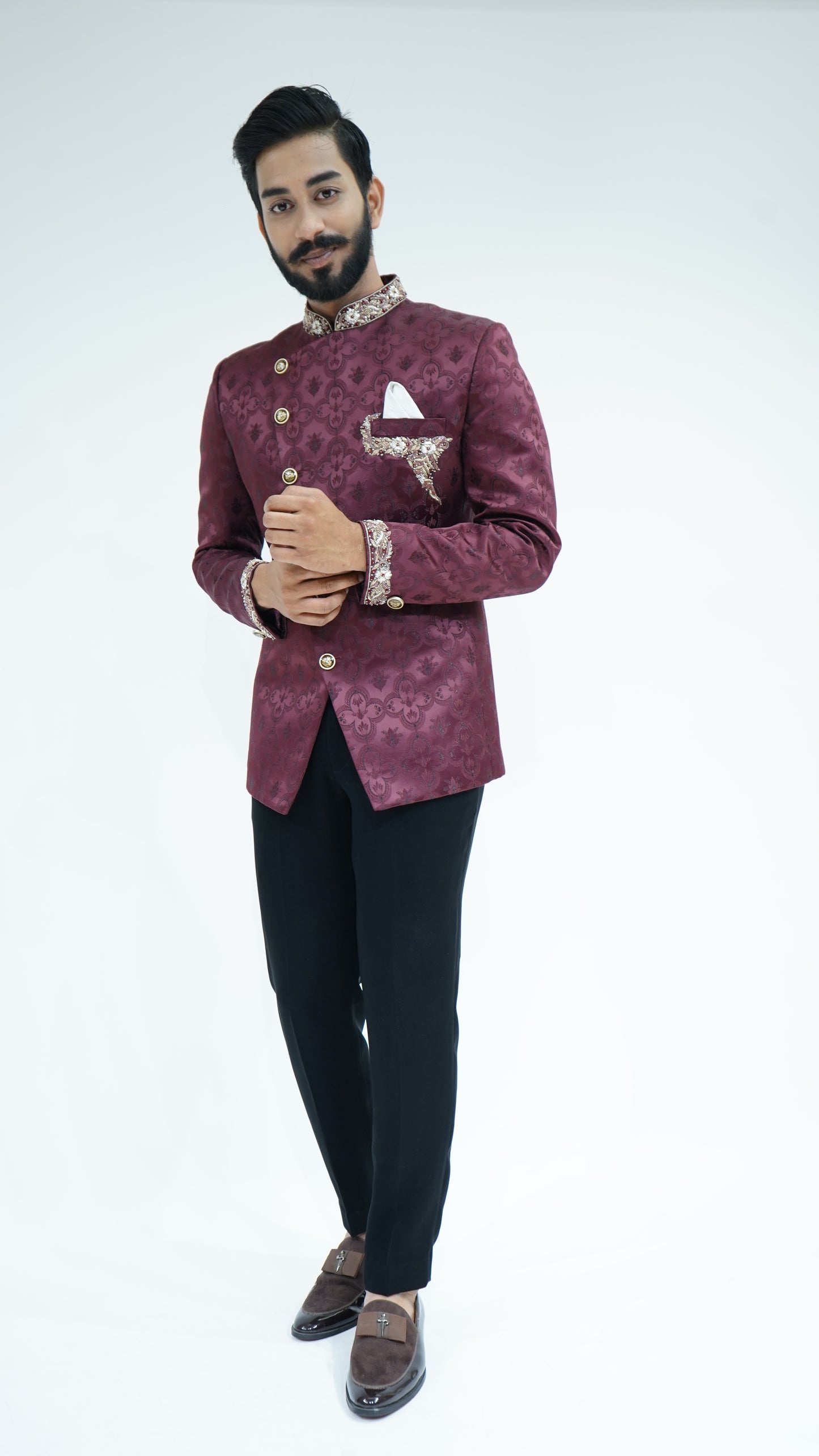 Brocade Maroon Jodhpuri