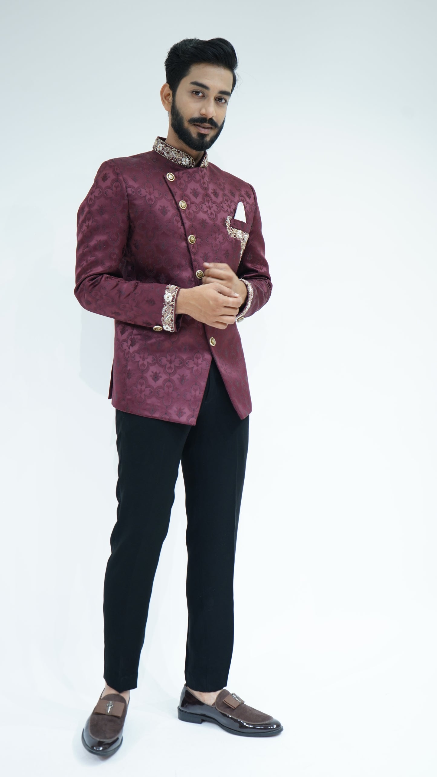 Brocade Maroon Jodhpuri