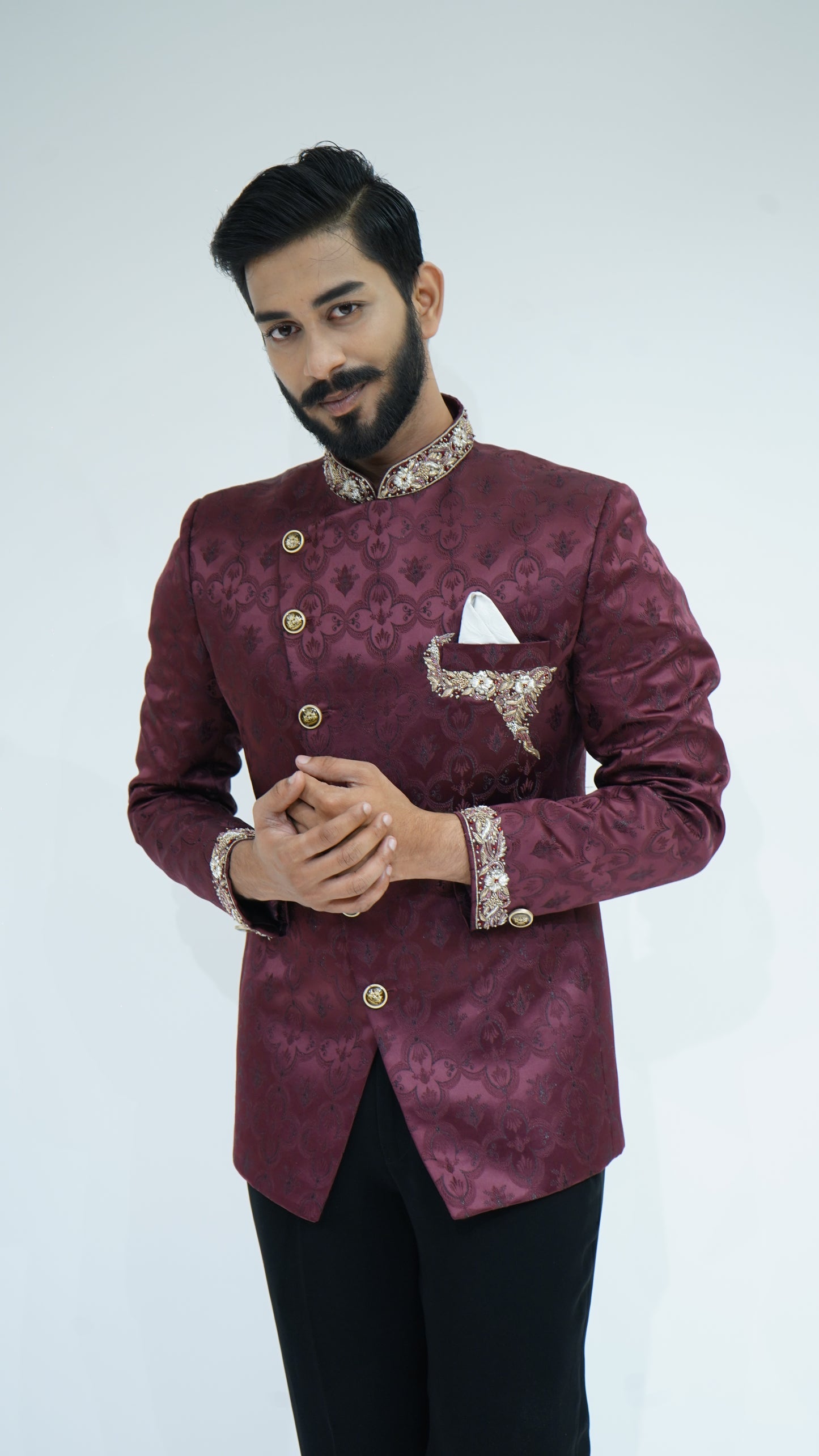 Brocade Maroon Jodhpuri