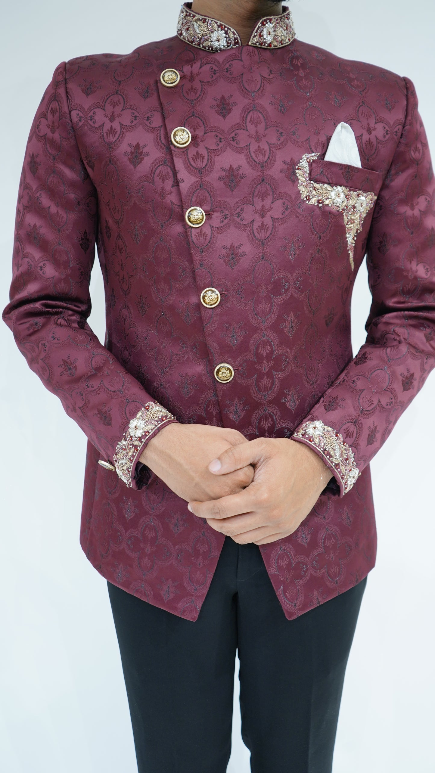 Brocade Maroon Jodhpuri