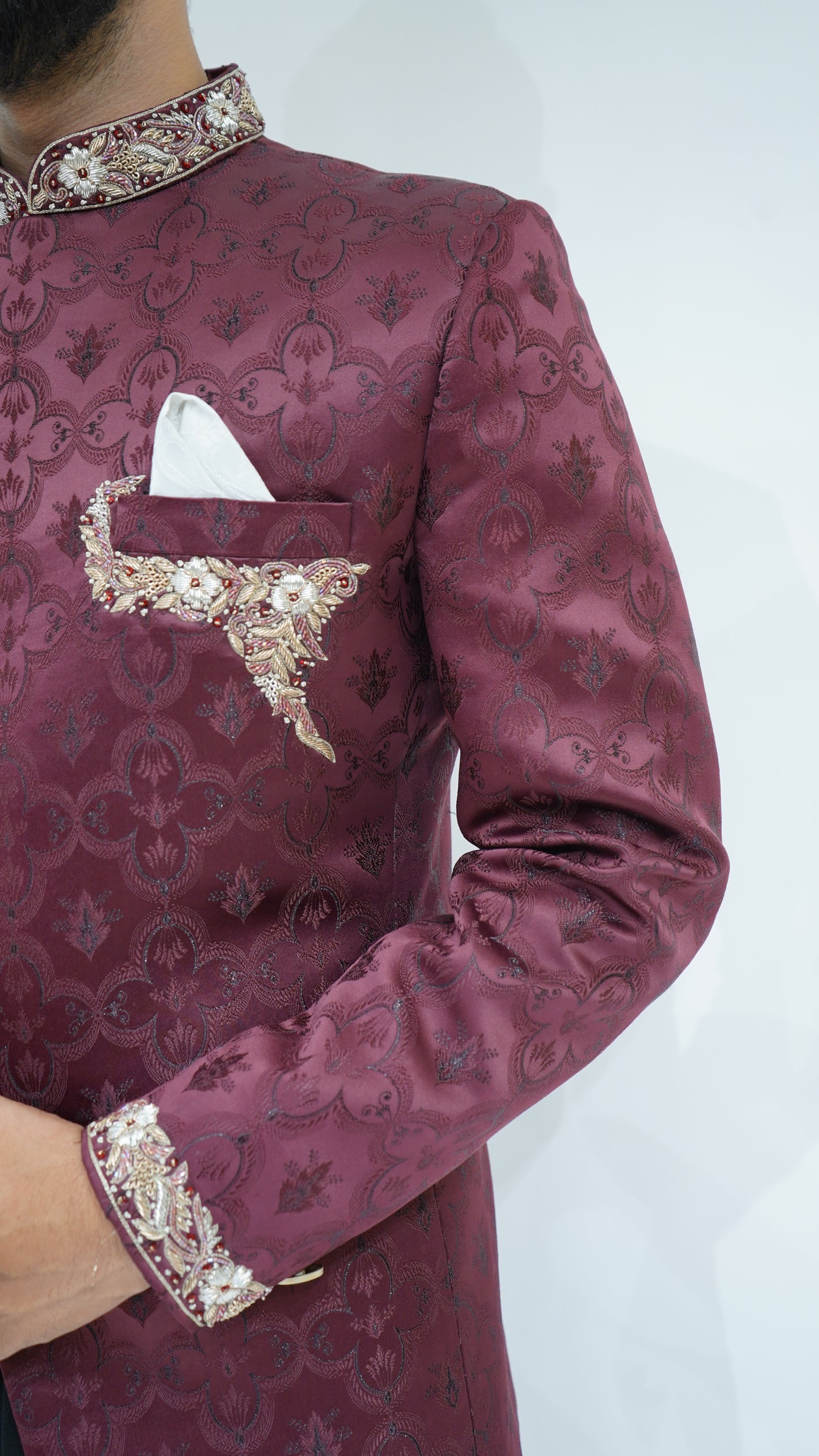 Brocade Maroon Jodhpuri