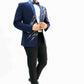 Diagonal embroided ink blue tuxedo with trouser