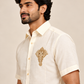 Ivory Gold Border ganesha  Pattu shirt (Royal Heritage)