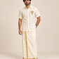 Ivory Gold Border ganesha  Pattu shirt (Royal Heritage)