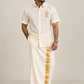Ivory Trishul Motif Pattu shirt (Divine Legacy)
