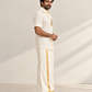 Ivory Gold Border ganesha  Pattu shirt (Royal Heritage)