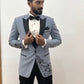 Grey Floral embroidered Tuxedo with Trousers