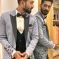 Grey Floral embroidered Tuxedo with Trousers