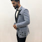 Grey Floral embroidered Tuxedo with Trousers