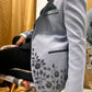 Grey Floral embroidered Tuxedo with Trousers