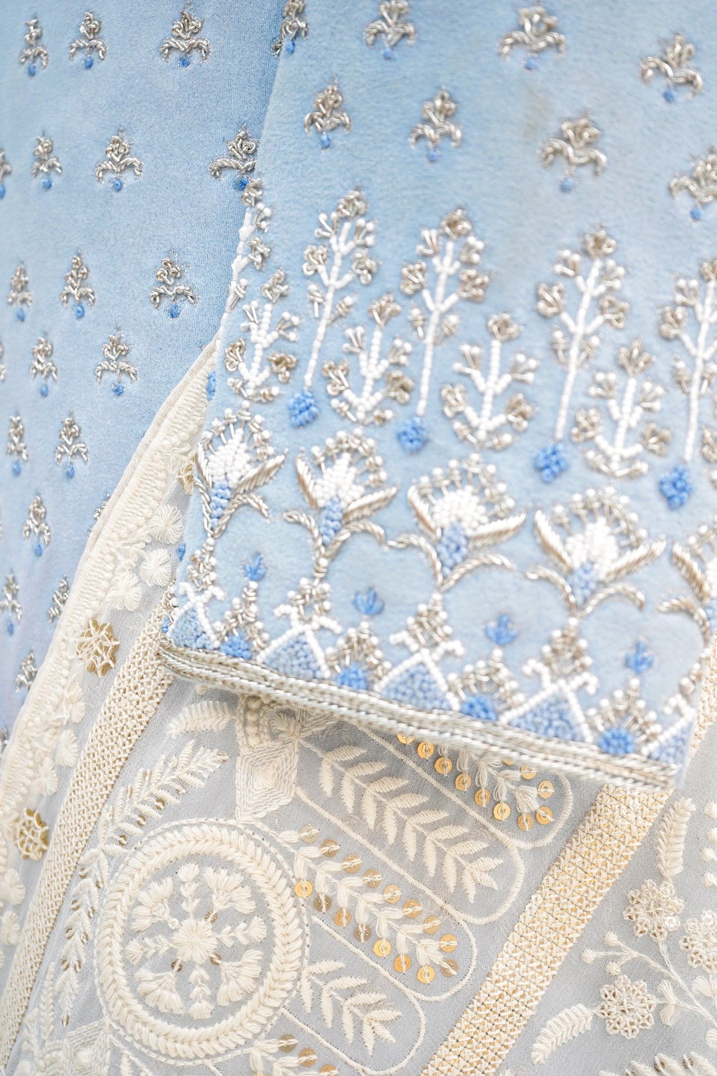 Ice blue designer sherwani