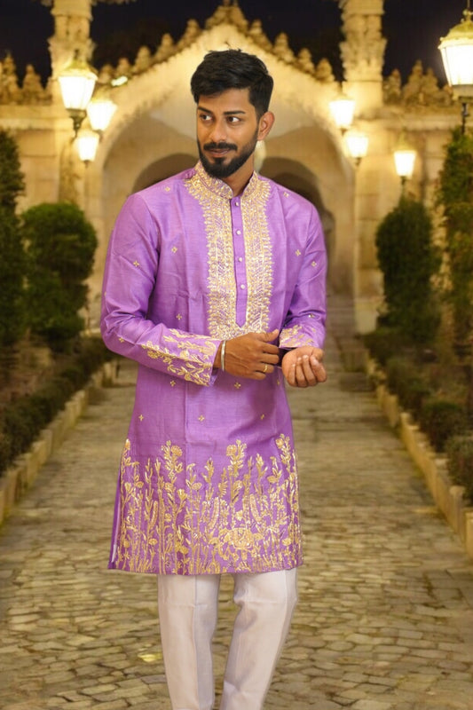 Lavender Royale – Designer Kurta with Pomna Pant