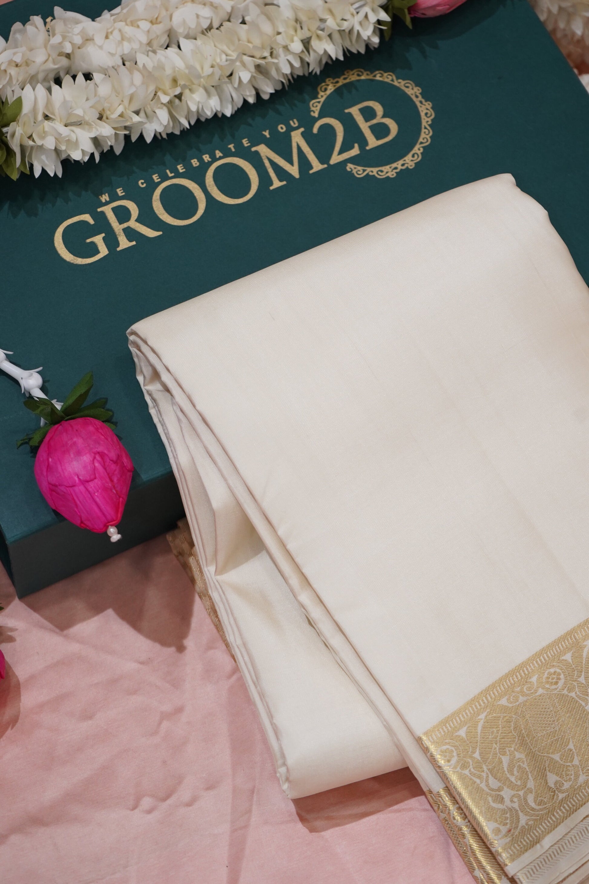 Men’s Pomna Pattu Pancha in Ivory White Set
