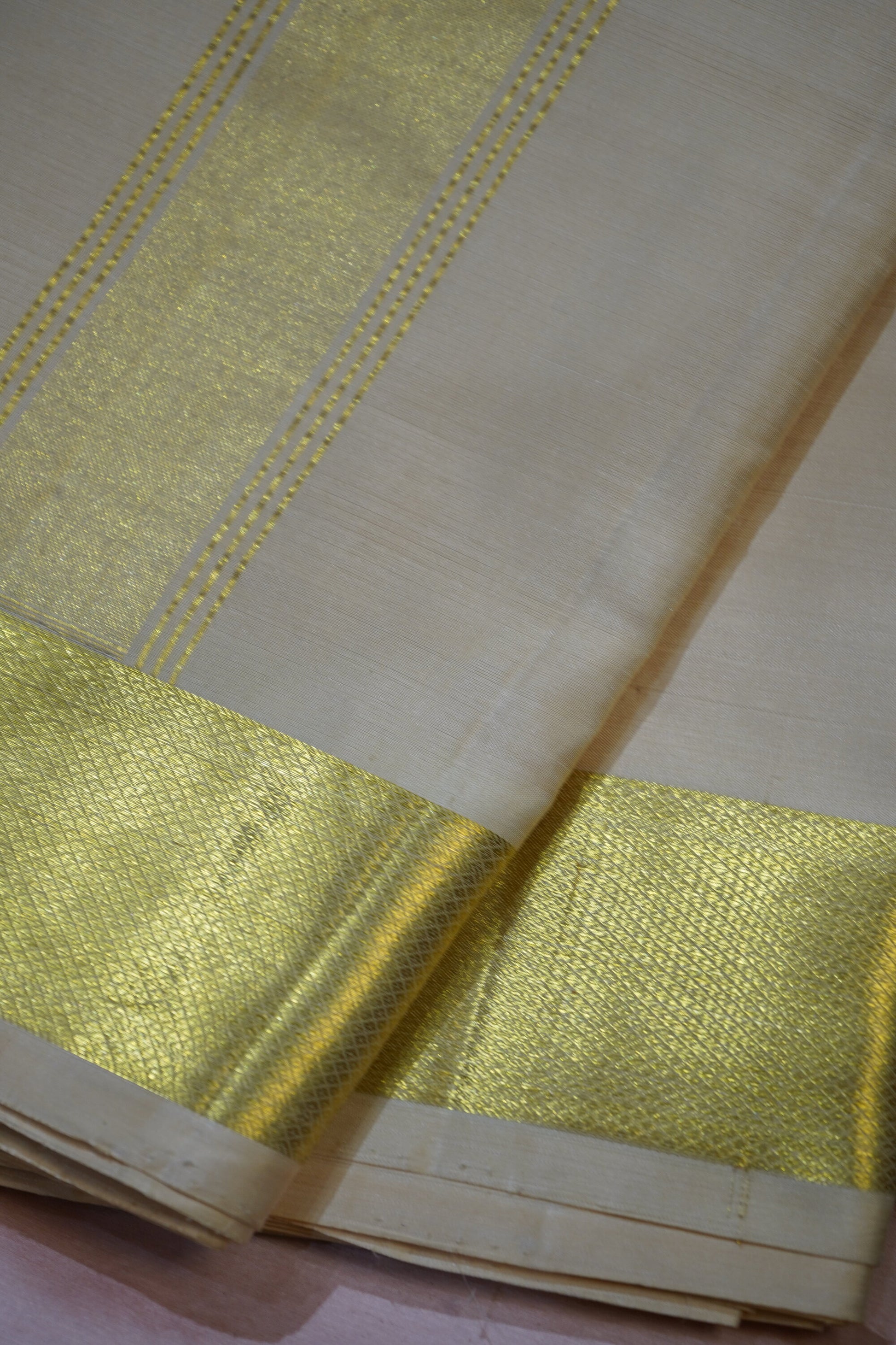 Men’s Pure Pattu Pancha in Sandalwood cream