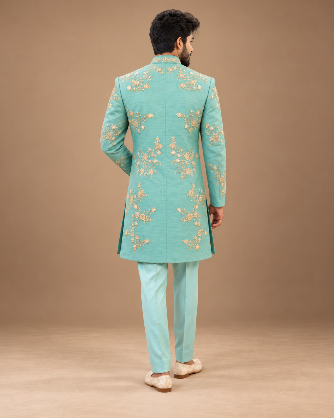 Pastel Mint Embroidered Indo-Western Sherwani