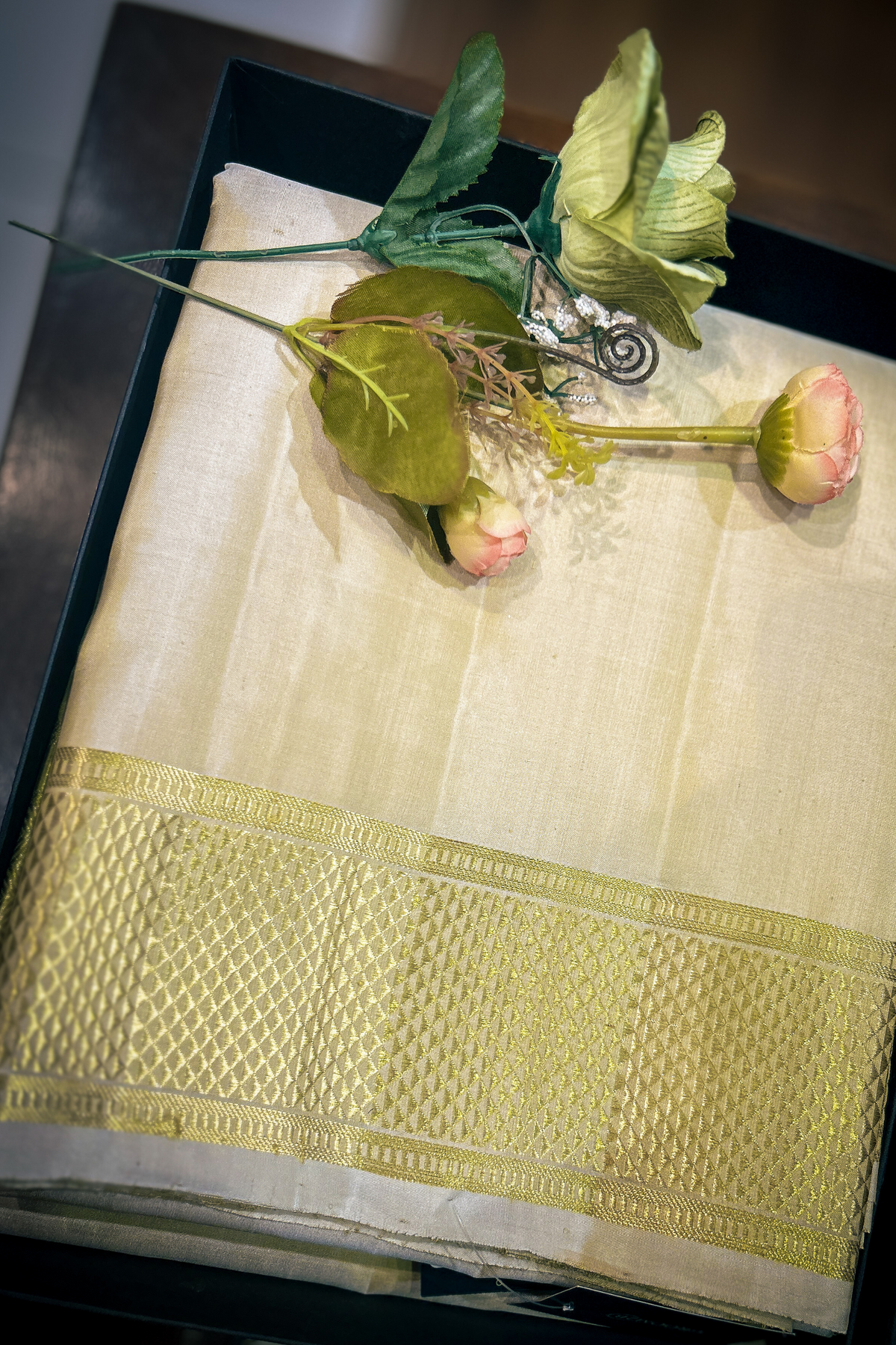 Pattu Pancha In Biegish Gold Unstitch