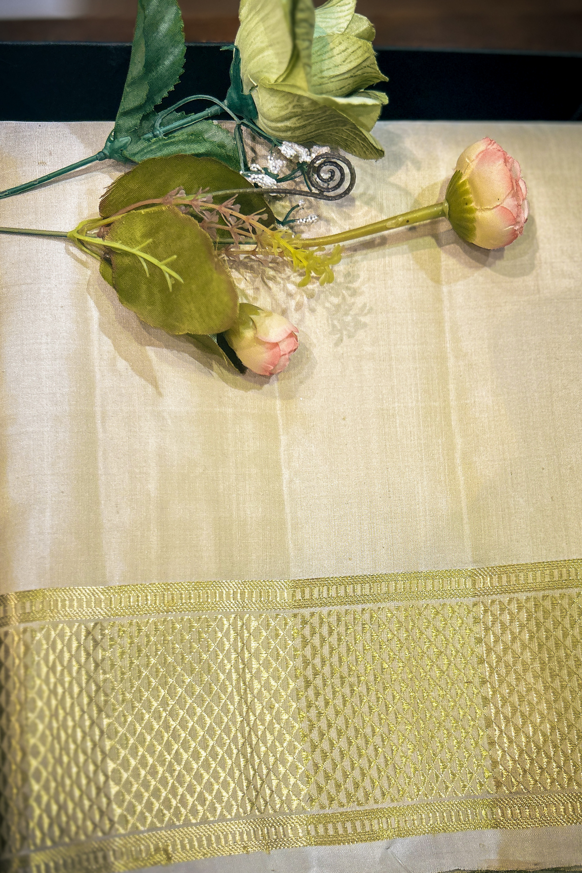 Pattu Pancha In Biegish Gold Unstitch