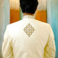 Off-white pure raw silk sherwani with zardozi work