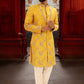 Mustard Yellow Pure Raw Silk Sherwani Set with Zardosi Butta Work